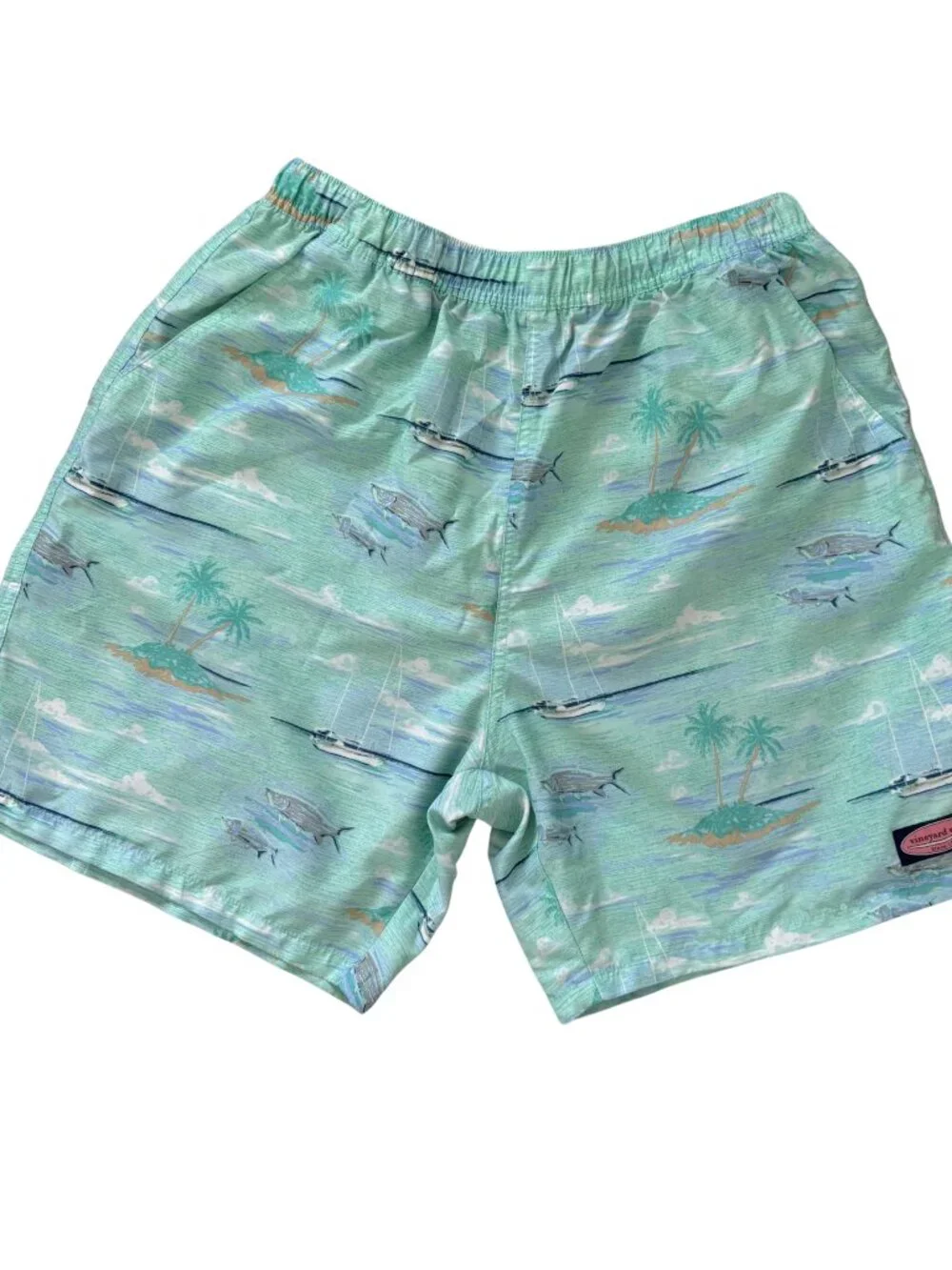 Vineyard Vines Palm Tree and Waves Swim Trunks